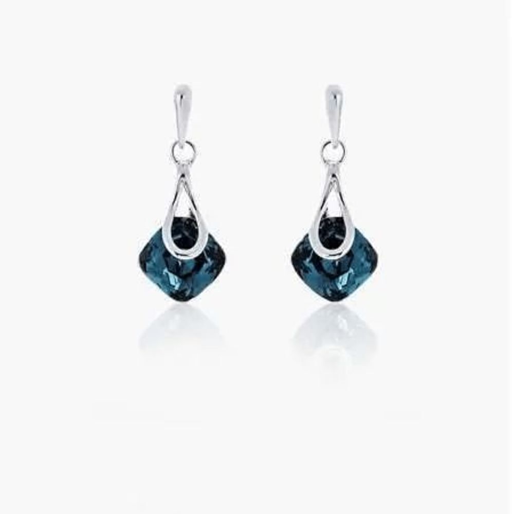 Ladies Blue Teardrop Earrings